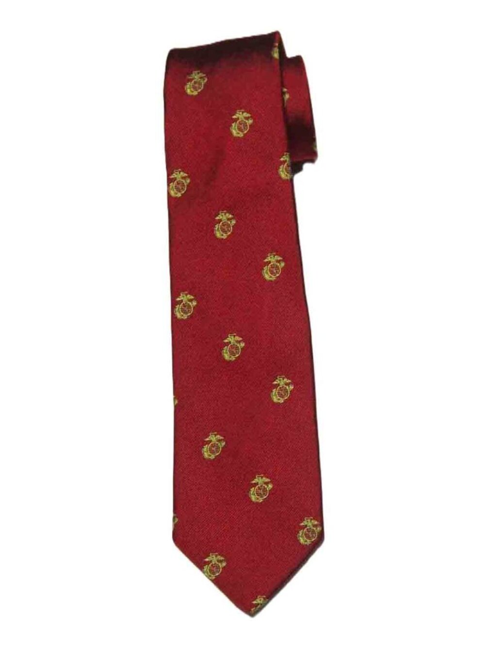 Vintage Ben Silver US Marines Insignia Tie Red Gold Eagle Globe Anchor Men's